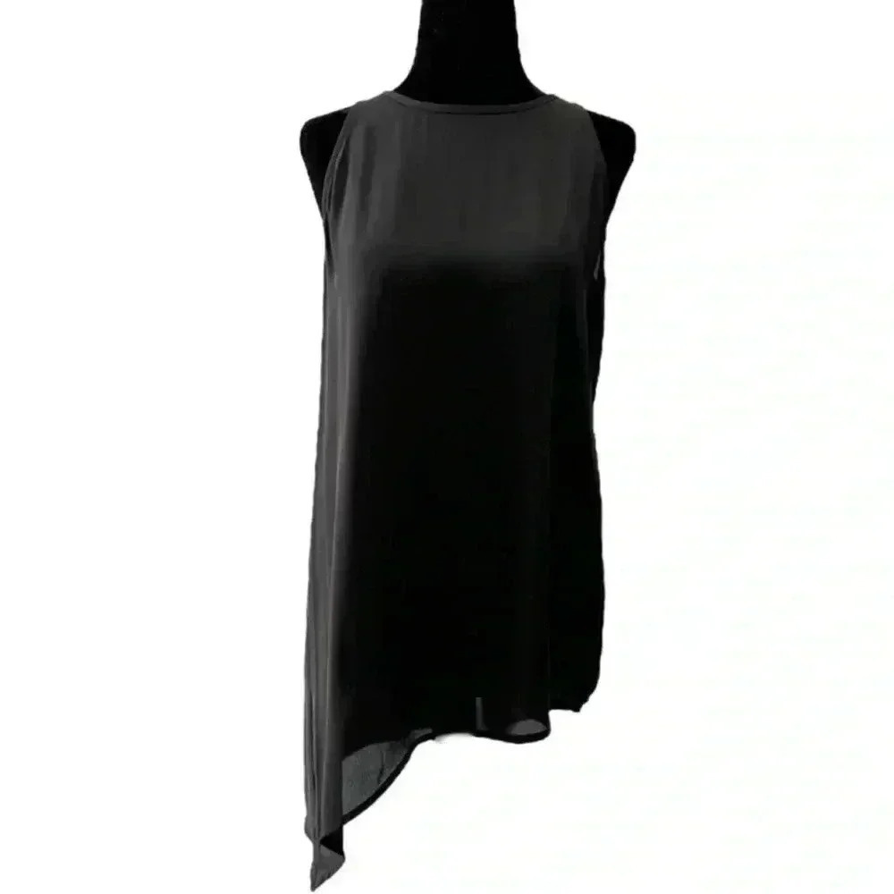 Ricki’s Blouse Sheer Sleeveless Halter Tank Asymmetric Flowy Top Black Small